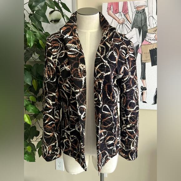 Joni B. Dressy Vintage Y2K Yarn Knit Rope Embroidered Career Blazer Size Medium - Picture 1 of 9